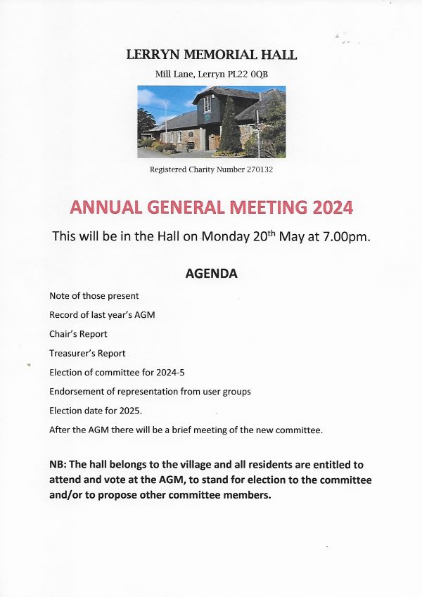 Lerryn Hall AGM